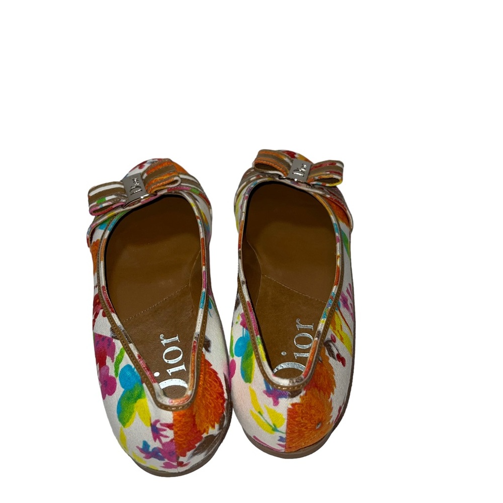 Dior Floral Print Flats - Orange and White - Picture 4 of 10